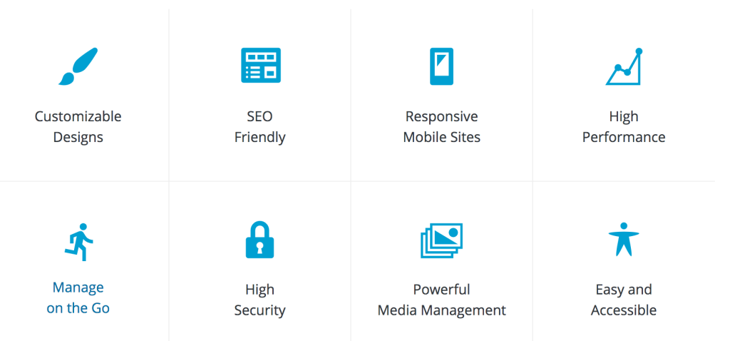 WordPress Features - Seo friendly, responsive, high security, powerful media management. wordpress website designers