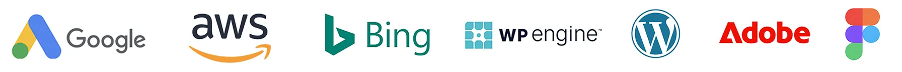 our partners:google logo , aws logo, bing logo, wpengine logo, wordpress logo, adobe logo, figma logo