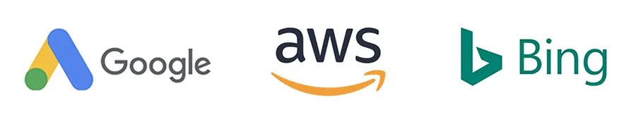 google, aws, bing logos