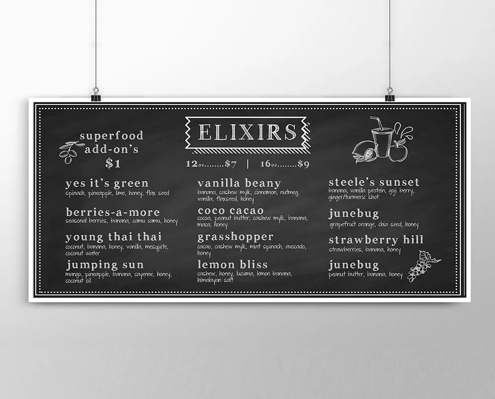 Cafe Elixir Menu Poster